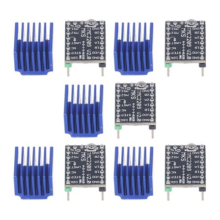 5 sæt TMC2209 Stepper Motor Driver Kit Ultra Støjsvag med Køleplade 5,5‐28V