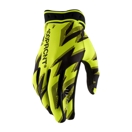 Mănuși Motocross 100% Ridefit Galben Fluo/Negru S