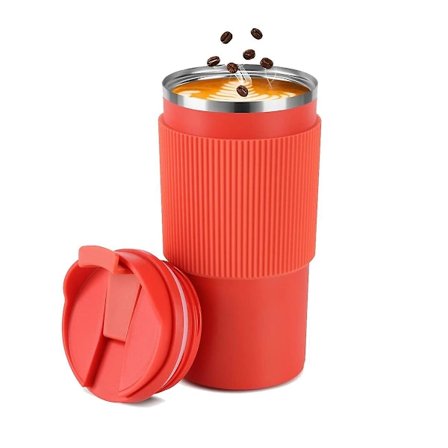 Termosmugg, 500ml Kaffeemugg, Rostfritt Stål Resemugg, Dubbelväggig Isolerad, Bilkaffeemugg