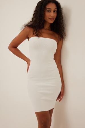 NA-KD Robe mini en maille côtelée - Robes courtes - OffBlanc - XX-Large