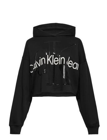 Plus Glossy Monogram Hoodie Hettegenser Genser Svart Calvin Klein Jeans