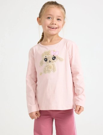 Lindex Top Ls Pile Applique - Pink - 116