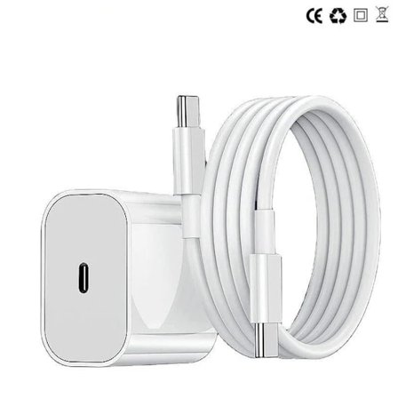 1-pakning - iPhone-lader - Hurtiglader - Adapter + 2 m kabel 20 W USB-C hvit 1-pakning iPhone 1-pakning USB-C