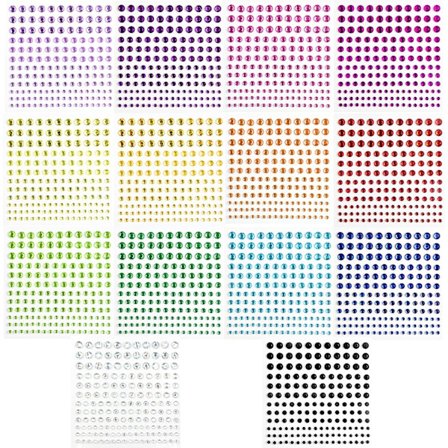 2300+ PCS Rhinestone Stickers, Selvklistrende Ansikts Rhinestone Bling Makeup Rhinestone Gemstone Stickers for DIY Craft Nail Body Makeup Decoration -