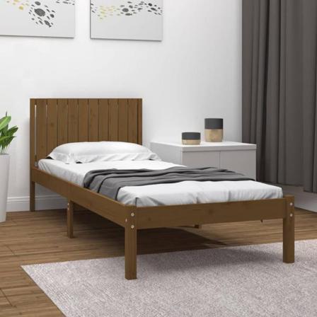 Vidaxl Sängram Honungsbrun Massiv Furu 100x200 Cm Brun