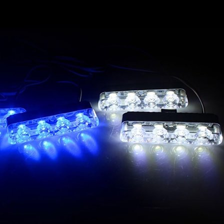 Bil Led lys Advarselslampe HVID&BLÅ