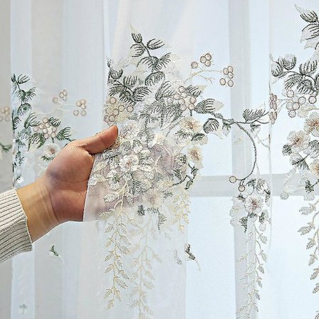 2022 Hvite broderte blomsterblonde gardiner for stue spisestue soverom gjennomsiktig vindusgardin ferdiglaget kjøkken dusjdør