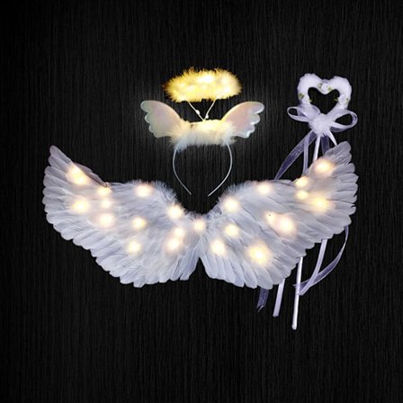 100% New-angel Wings, Light Up Angel Wings och Halo med LED-ljus