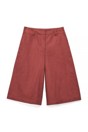NA-KD Linen Blend Bermuda Mid Waist Shorts - Bermudashorts - Rød - EU 44