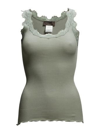 Silk Top W/ Lace T-shirts & Tops Sleeveless Grønn Rosemunde*Betinget Tilbud