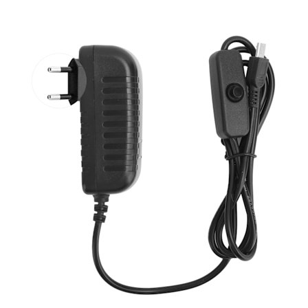 Strømforsyning til Raspberry Pi 5V 3A med integreret tænd/sluk-knap Micro USB-adapter 100‐240V EU-stik