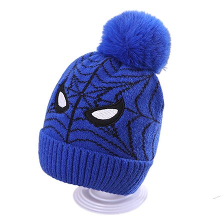 Spiderman stickad mössa för barn vintermössa Pompom Tjock cap - high quality