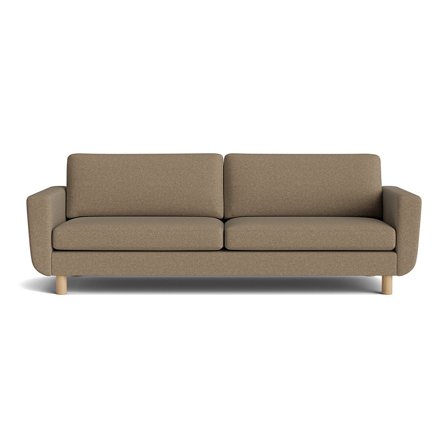 Haven 3 personers sofa - Aurora Mørk Beige - 244x86x86cm - Slidstærk 3-personers sofa med koldskum og egetræsben for optimal komfort og holdbarhed