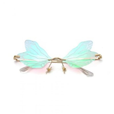 Vihreät naisten kehyksettömät perhossiipiaurinkolasit