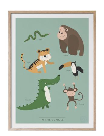 In The Jungle - På Engelska Home Kids Decor Posters Animal Posters Monivärinen/Kuvioitu Kunskapstavlan