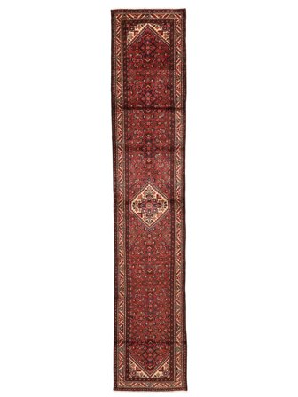 Hosseinabad Rug 85X442 Runner Dark Red/Black Wool, Persia