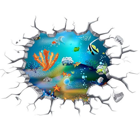 3D DIY veggklistremerke veggmaleri 3D ødelagt vegg planet soverom stue barnerom veggklistremerke dekorativt maleri under havet
