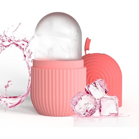 Isrulle - en genanvendelig ismassager - velegnet til at mindske porer omkring øjne og ansigt. Ispose-stil (pink)