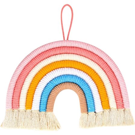 Regnbågsmakramé, vävd gobelängdekoration, Bohomian handgjord Mac