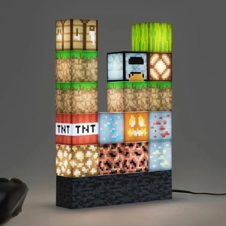 Minecraft Nattlampa Sticklampa USB Dekor Byggklossar,A