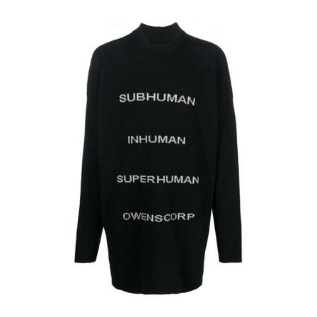 Rick Owens, Round-neck Knitwear Zwart, Heren, Maat:L