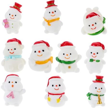 10 st Söt Miniatyr Snögubbe Jultomteträdgård Tillbehör Trädgård Snögubbe Figur Dekorativ Miniatyr Jul Dekorationer Juldekorationer