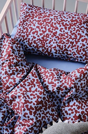 Jotex - Mini Bettbezug-set Krippe Organisch Blau/weinrot - MALIA - Kaufe Kinderbettwäsche bei Jotex
