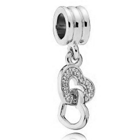 Pandoras antikke sølv hjerter. Tegneserier. Blomster diamant perleheng 18
