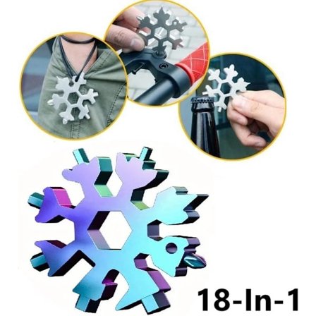 18 i 1 Multipocket Verktyg I 18 Funktioner I Rostfritt Stål I Multiverktyg Nyckelring I Cykelverktyg I Snöflinga I Flerfärgad
