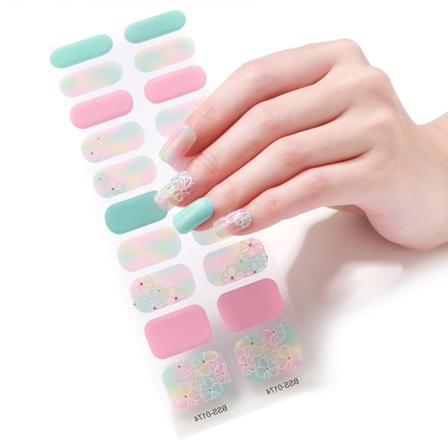 20 tips Halvhärdad Gel Nagellapp Självhäftande Sliders Långvarig Cover Nail Stcikers Gel LED UV-lampa Behöver BSS174