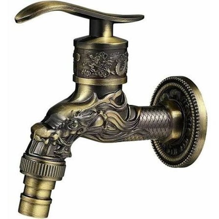 Antikk messing veggmontert kran, utendørs hagekran G1/2", antikk messingkran, vintage veggmontert kran