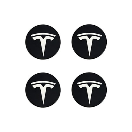 Egnet til tesla Tesla model 3 hjulcenterdæksel logo - sort hvid etiket (fire pakke)