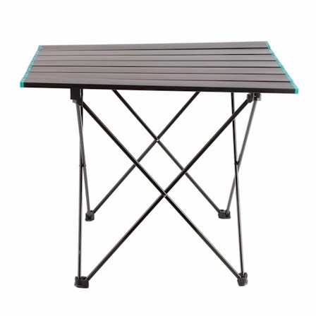 Utomhus Camping Fällbart Bord Aluminiumlegering Portabelt Ultralätt Äggrullbord Picknick BBQ Bord med Blå Kant M 40.5x56x46.5cm/15.9x22.0x18.3in