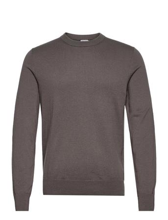 M. Cotton Merino Basic Sweater Strikkegenser M. Rund Krage Grå Filippa K