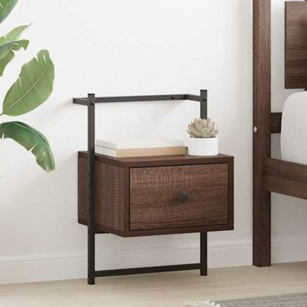 Yöpöytä - Maison Exclusive - Ruskea tammi - Seinälle kiinnitettävä - 1 laatikko