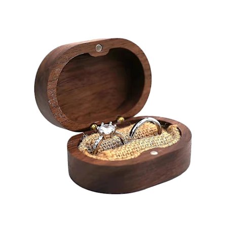Ringboks Flip Type Bærbar Enkelt Mørkebrun Tre For Forslag Forlovelse Og Bryllup (Bare Boks)