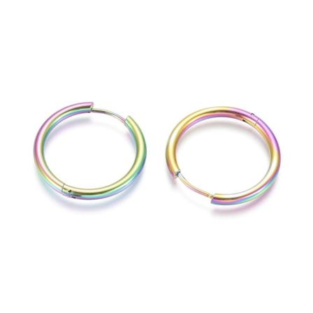 1par 25 Mm Hoops Örhängen I Rainbow 316l Kirurgiskt Stål
