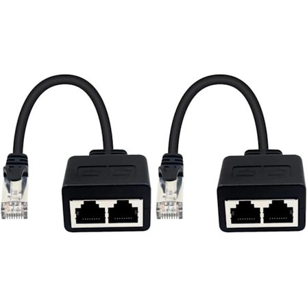RJ45 Nettverksdelingskabel, RJ45 1 Hann til 2 Hunn for Ethernet Cat 5/CAT 6 LAN Ethernet Kabel Forlenger Surf Online (Bruk Samtidig (1 Par)