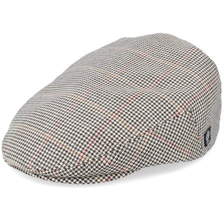 CTH Ericson - Beige flatcap Caps - Edward Moon Houndstooth Brown Flat Cap @ Hatstore