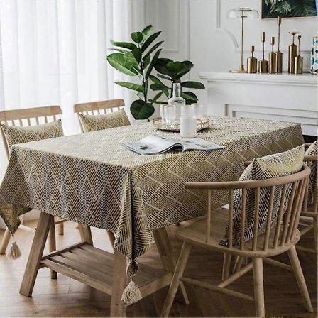 Bohemisk jacquard bordsduk, vattentät bordsduksdekoration lämplig för kök, restaurang, fest