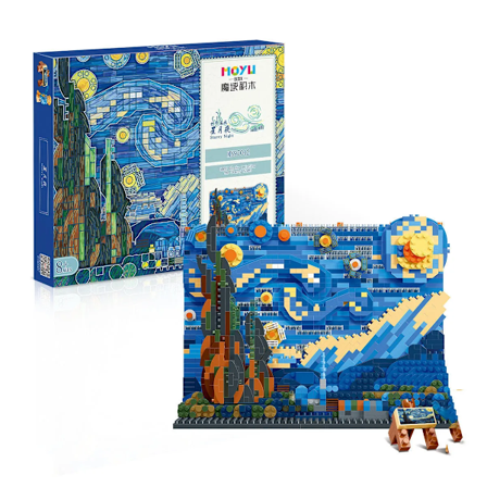 Creative Art Van Gogh Paintings The Starry Night MOC The Great Wave of Kanagawa Micro Building Blocks