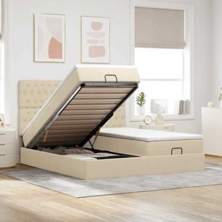 Maison Exclusive - Osmanilainen sänkykehys kermavärisellä patjalla 180x200 cm kangas