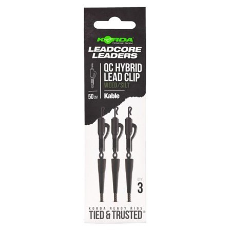 Korda Leadcore Leader-Hybrid Lead Clip QC Swivel Weed