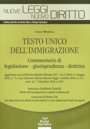Testo unico dell'immigrazione. Commentario di legislazione, giurisprudenza, dottrina Carlo Morselli