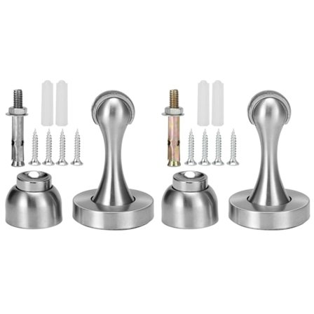 2 sæt rustfrit stål stærke magnetiske dørstop gulv væg sugedørstopper hardware