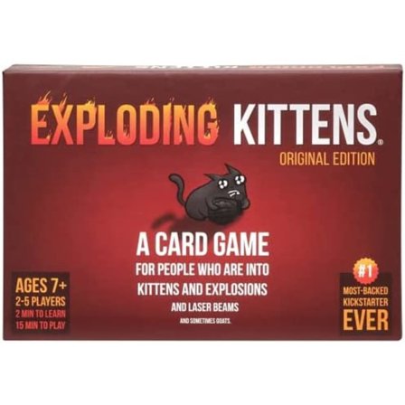 Exploding Kittens - Kortspel | Familjevänliga sällskapsspel | Rysk roulette | Engelska | Ålder 7+ | 2 till 5 spelare