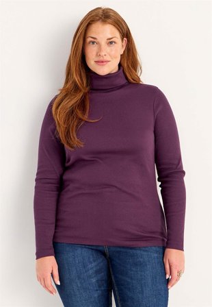 Cellbes of Sweden - Ribbet polohals i økologisk bomull i plomme for damer i størrelse 54/56