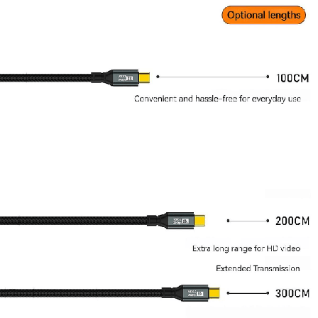 For Iphone15 Pro Usb3.2 20gbps Full Function 100w Fast Charge Convenient Portable 8k Casting Cable,2meters (FMY)