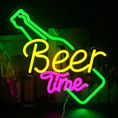 Beer Time Neonskylt Bar Neonljusskylt Gul LED-skylt för Väggdekor USB Neonskylt för Bar Club Ho