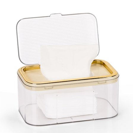 Baby Wipes Dispenser, Våtservetthållare Våtservettbehållare Stor Kapacitet Holder Våtservetter Friske & Lette at Åbne (Guld)